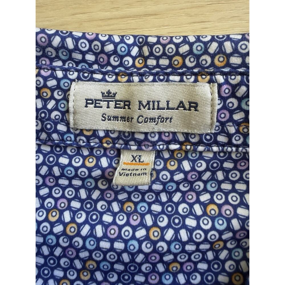 Peter Millar Summar Comfort Polo Golf Men’s Size XL Blue Geometric Logo - Picture 3 of 10